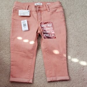 NEW!! Pink Rolled Crop Stretchy Skinny Capri Pants